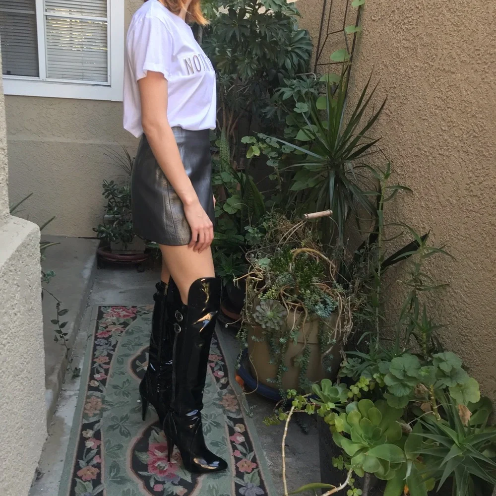 Vintage black Versace patent leather boots